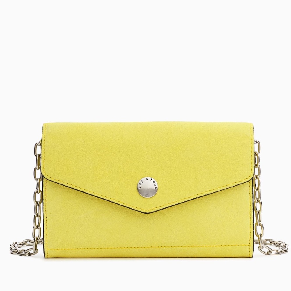 Rag & Bone Atlas chain crossbody wallet bag in yellow suede leather